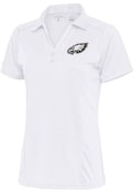 Philadelphia Eagles Womens Antigua Metallic Logo Tribute Polo Shirt - White