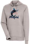 Miami Marlins Womens Antigua Action Pullover - Oatmeal
