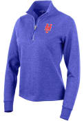 New York Mets Womens Antigua Action 1/4 Zip Pullover - Blue