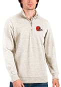 Cleveland Browns Antigua Action 1/4 Zip Pullover - Oatmeal