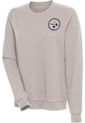 Pittsburgh Steelers Womens Antigua Action Crew Sweatshirt - Oatmeal