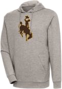 Wyoming Cowboys Antigua Action Pullover Jackets - Oatmeal
