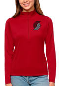 Portland Trail Blazers Womens Antigua Tribute 1/4 Zip Pullover - Red