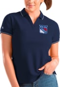 New York Rangers Womens Antigua Affluent Polo Polo Shirt - Navy Blue