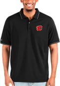Calgary Flames Antigua Affluent Polo Polos Shirt - Black