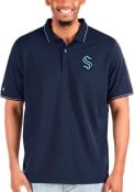 Seattle Kraken Antigua Affluent Polo Polos Shirt - Navy Blue