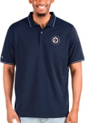 Winnipeg Jets Antigua Affluent Polo Polos Shirt - Navy Blue