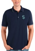 Seattle Kraken Antigua Affluent Polo Polo Shirt - Navy Blue