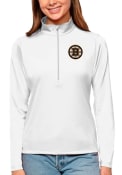 Boston Bruins Womens Antigua Tribute 1/4 Zip Pullover - White