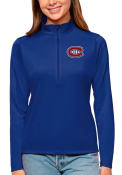 Montreal Canadiens Womens Antigua Tribute 1/4 Zip Pullover - Blue