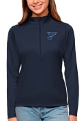St Louis Blues Womens Antigua Tribute 1/4 Zip Pullover - Navy Blue
