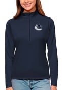 Vancouver Canucks Womens Antigua Tribute 1/4 Zip Pullover - Navy Blue