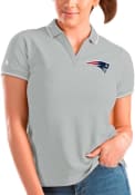 New England Patriots Womens Antigua Affluent Polo Shirt - Grey