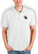 Kansas Jayhawks Antigua Affluent Polo Shirt - White