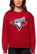 Toronto Blue Jays Womens Antigua Victory Crew Sweatshirt - Red