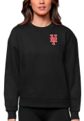 New York Mets Womens Antigua Victory Crew Sweatshirt - Black