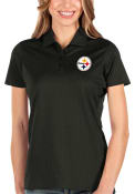 Pittsburgh Steelers Womens Antigua Balance Polo Shirt - Black