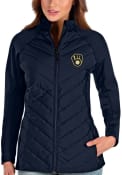Milwaukee Brewers Womens Antigua Altitude Medium Weight Jacket - Navy Blue