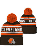 Cleveland Browns Youth Jacquard Cuff Pom Knit Hat - Brown