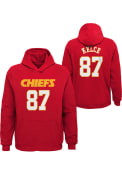 Travis Kelce Kansas City Chiefs Youth Outer Stuff Name and Number Hoodie - Red