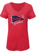 St Louis Cardinals Girls Red Banner Wave Fashion T-Shirt