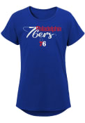 Philadelphia 76ers Girls Script Stylin Fashion T-Shirt - Blue