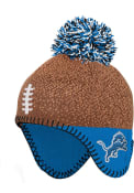 Detroit Lions Baby Football Head Knit Hat - Brown