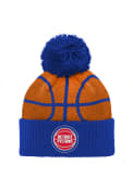 Detroit Pistons Youth Basketball Head Knit Hat - Blue