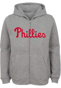 Philadelphia Phillies Youth Wordmark Full Zip Jacket - Grey