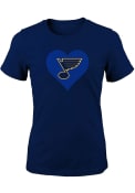 St Louis Blues Girls Navy Heart T-Shirt - Navy Blue