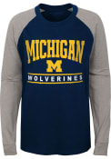 Michigan Wolverines Youth Classic Raglan T-Shirt - Navy Blue