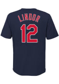 Francisco Lindor Cleveland Indians Youth Name Number T-Shirt - Navy Blue