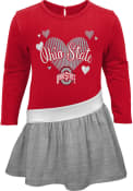 Ohio State Buckeyes Toddler Girls LS Heart Dresses - Red