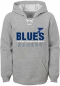 St Louis Blues Youth Grey laceem up Hooded Sweatshirt