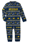 Michigan Wolverines Baby Ugly Sweater One Piece Pajamas - Navy Blue