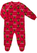 Chicago Blackhawks Baby Raglan Zip Up Coverall One Piece Pajamas - Red