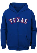 Texas Rangers Boys Wordmark Full Zip Hooded Sweatshirt - Blue