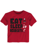 Cincinnati Bearcats Toddler Eat Sleep T-Shirt - Red