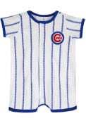 Chicago Cubs Baby Power Hitter Pinstripe One Piece - White