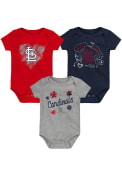 St Louis Cardinals Baby Batter UP 3PK One Piece - Red