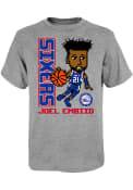 Joel Embiid Philadelphia 76ers Youth Pixel Player T-Shirt - Grey