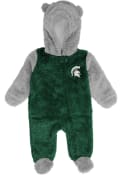 Michigan State Spartans Baby Game Nap Teddy Fleece One Piece Pajamas - Green