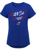 Kansas Jayhawks Girls Slogan Heart T-Shirt - Blue