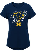 Michigan Wolverines Girls Slogan Heart T-Shirt - Navy Blue