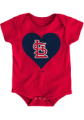 St Louis Cardinals Baby Red Heart One Piece