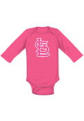 St Louis Cardinals Baby Pink Secondary LS One Piece
