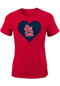 St Louis Cardinals Girls Red Heart T-Shirt