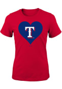 Texas Rangers Girls Red Heart T-Shirt