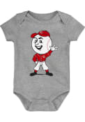 Cincinnati Reds Baby Grey Baby Mascot One Piece