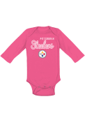 Pittsburgh Steelers Baby Pink Big Game LS One Piece
